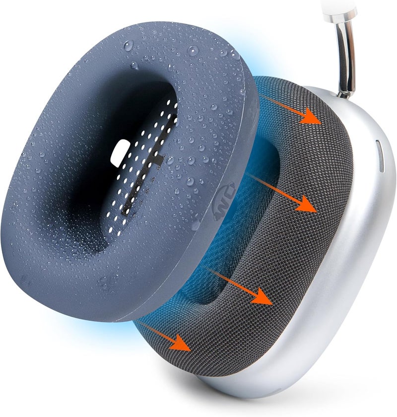 WC SweatZ Max - أغطية حماية حاصلة على براءة اختراع لسماعات الأذن Airpods Max من Wicked Cushions | مقاومة للعرق وسهلة الغسل | حماية كاملة من العرق لسماعات الأذن | زرقاء - Image 1